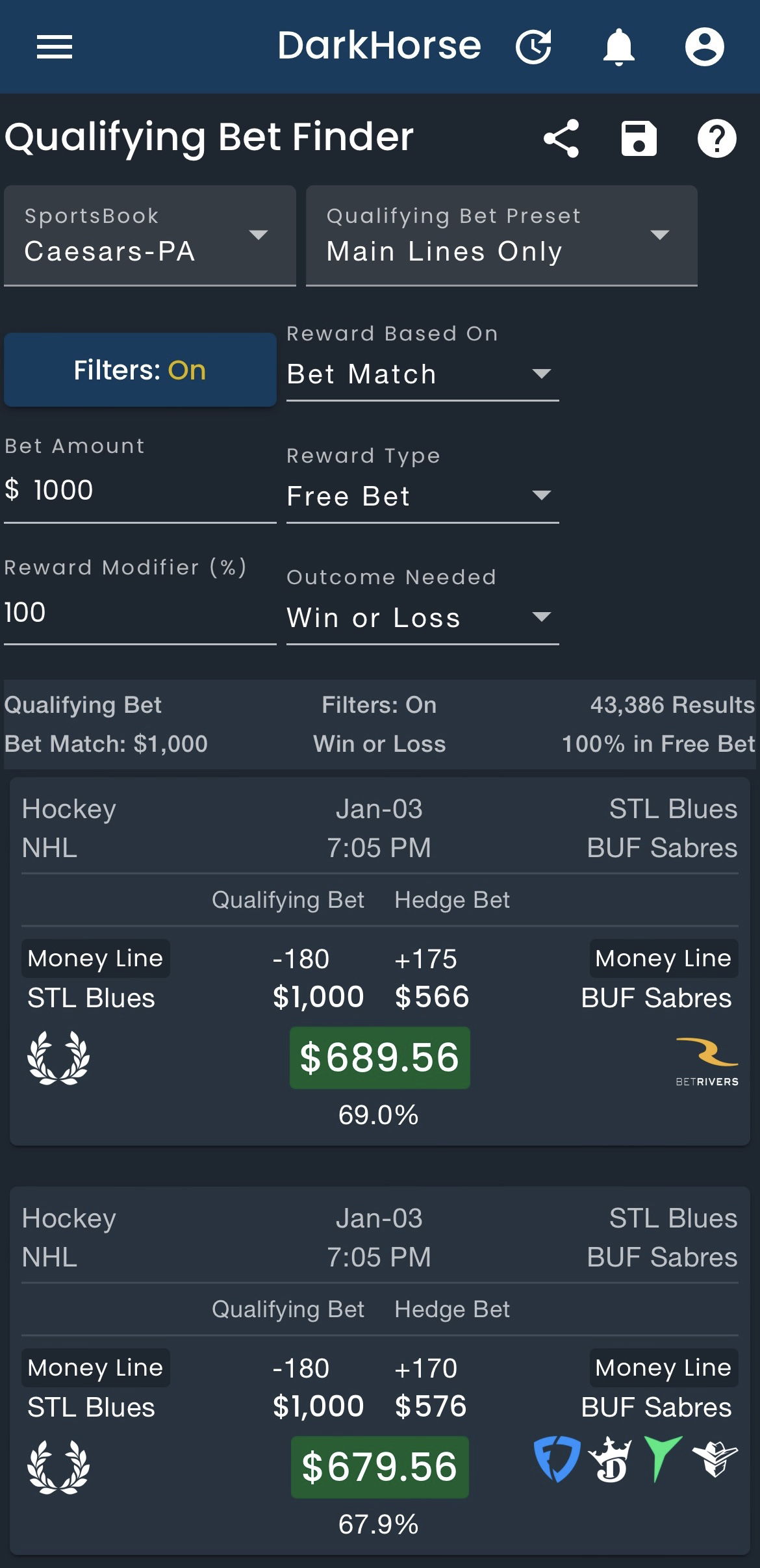 Qualifying Bets: Bet Match